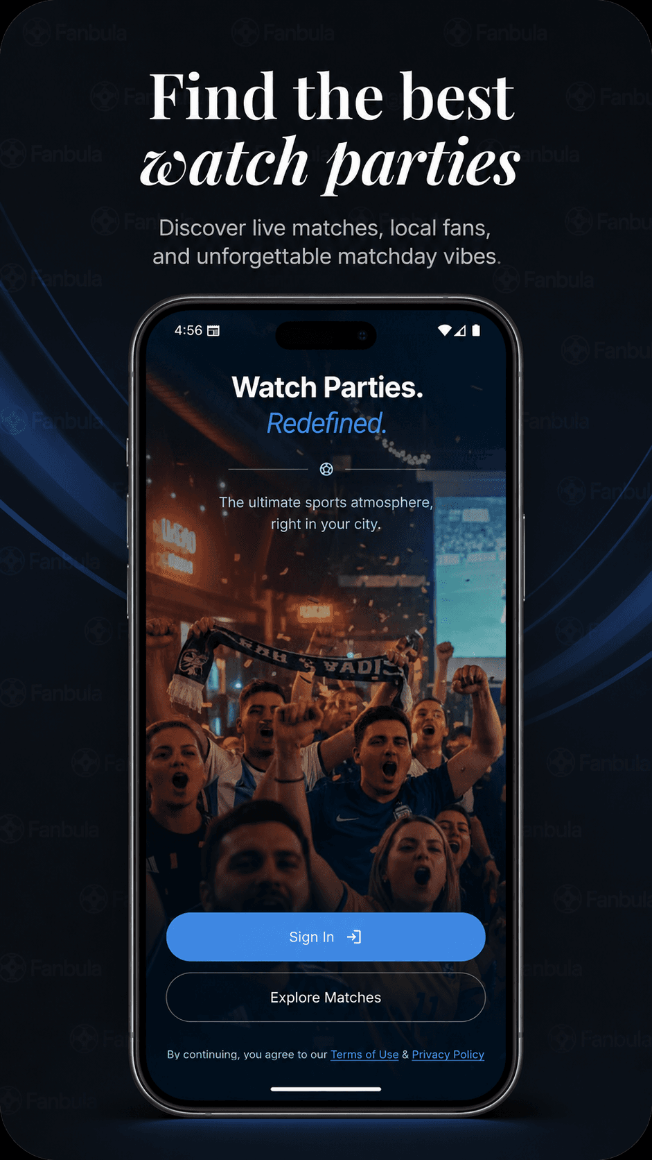 The Fanbula app home screen